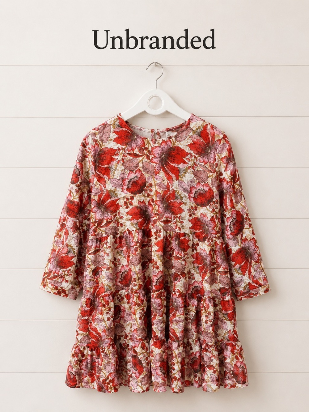 FLORAL RED PINK DRESS SIZE L